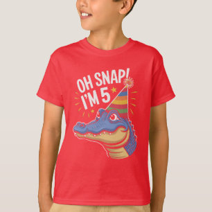 Camiseta Oh Snap Estou Fazer 5 Aniversário Jacaré, Crocodil
