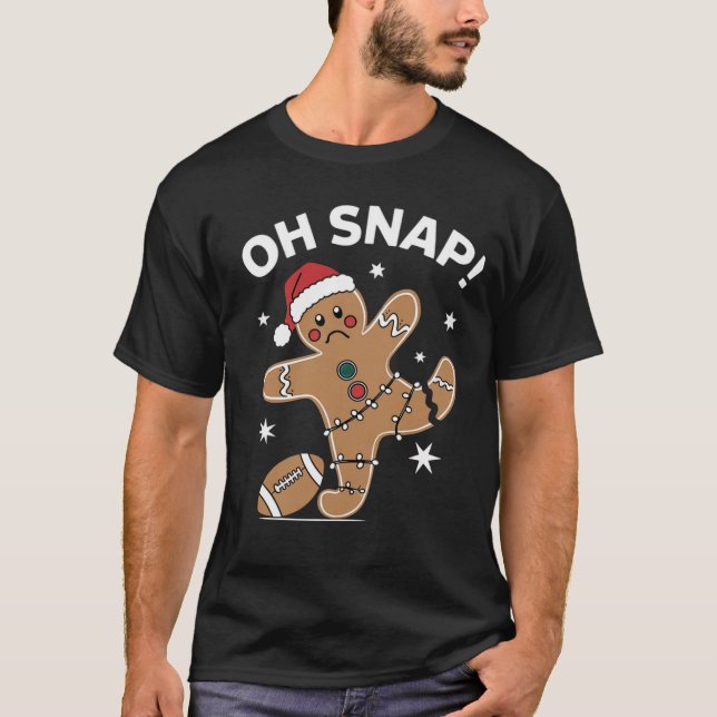 Camiseta Oh Snap Gingerbird Futebol de Natal Gingerpão (Frente)