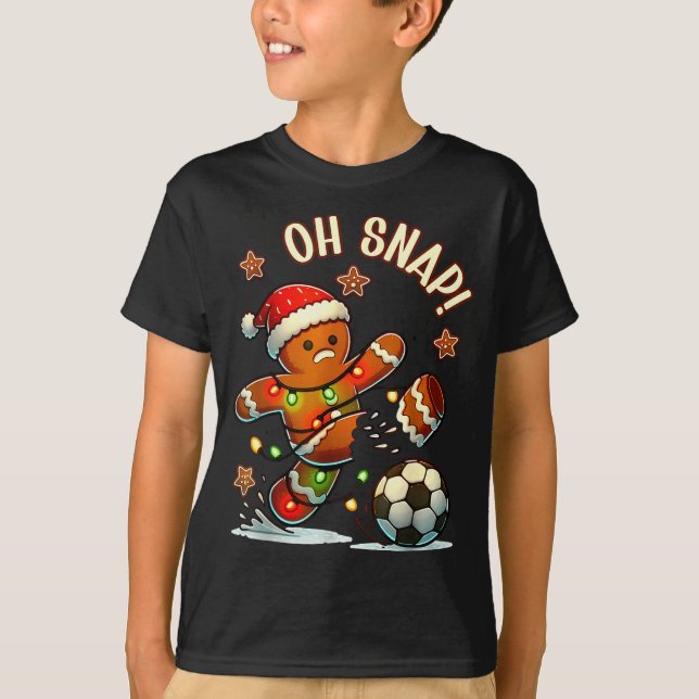 Camiseta Oh Snap Gingerbread Soccer Xmas Light Holiday  (Frente)