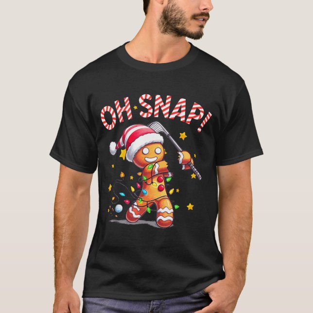 Camiseta Oh Snap Gingerbreadman Xmas Golfer Golf Christmas  (Frente)