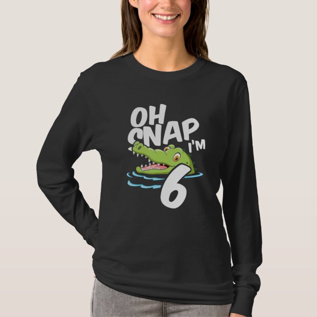 Camiseta Oh Snap I m 6 Alligator Crocodile 6 Birthday Gat (Frente)