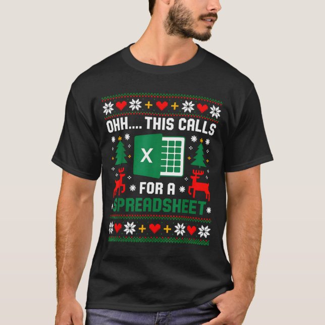Camiseta Oh This Calls For A Spreadsheet Christmas Santa Ex (Frente)