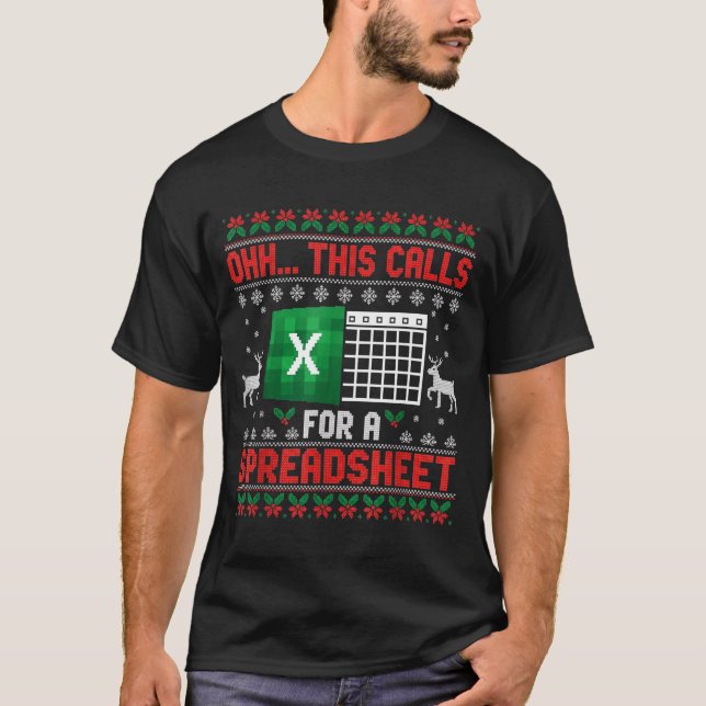 Camiseta Oh This Calls For A Spreadsheet Christmas Sweater  (Frente)