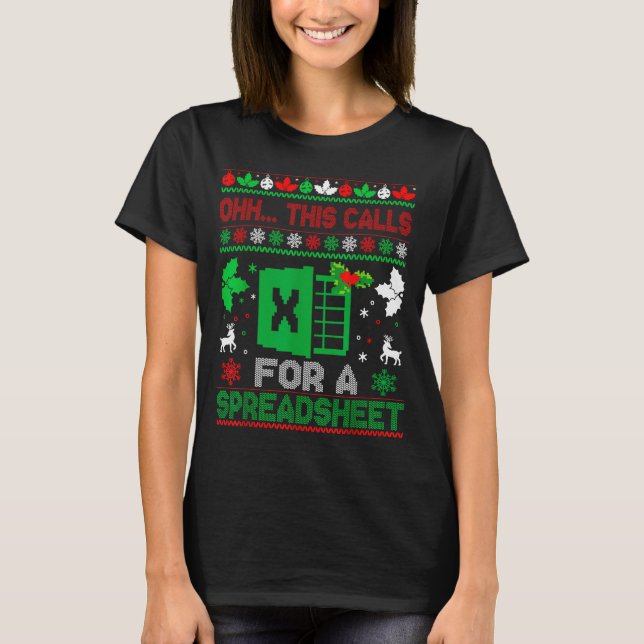 Camiseta Oh This Calls For A Spreadsheet Christmas Sweater  (Frente)
