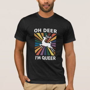 Camiseta Oh Veado Eu Sou Queer Arco-íris Orgulho LGBT Gay L