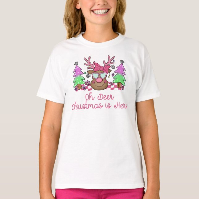 Camiseta Oh Veado Natal Está Aqui  (Frente)