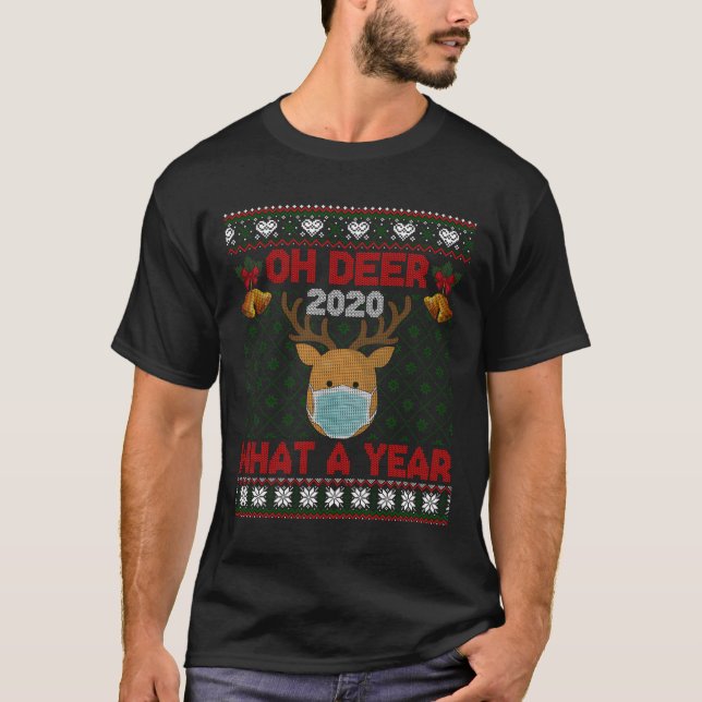 Camiseta Oh Veado Que Quarentena De Um Ano De Natal 2020 Fe (Frente)