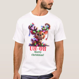 Camiseta "Oh, veado! Reindeer Amarrado Às Luzes De Natal''