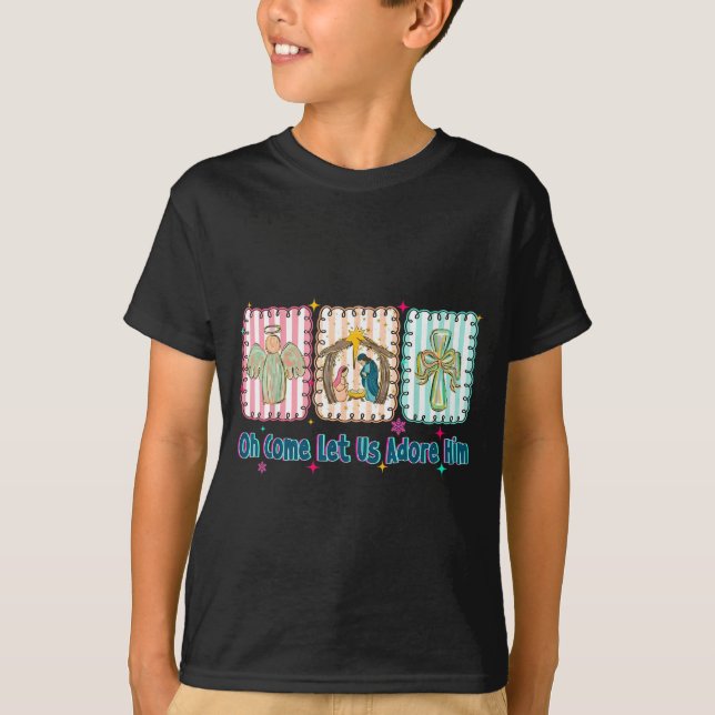 Camiseta Oh Venha Adoremos Ele Coque De Natal Cristão (Frente)