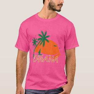Camiseta Ohana Retro Hawaii Tropical Para Homens E Mulheres