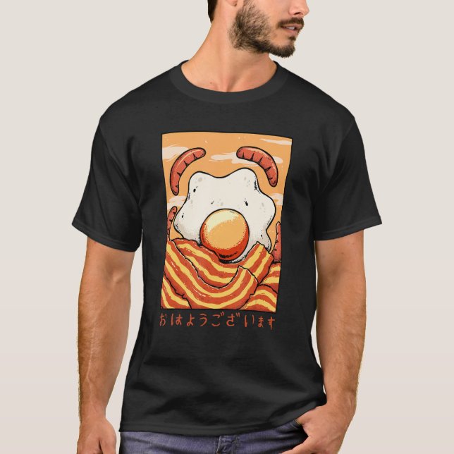 Camiseta Ohayo Egg Bacon Sausage Hotdog Breakfast Food Baco (Frente)