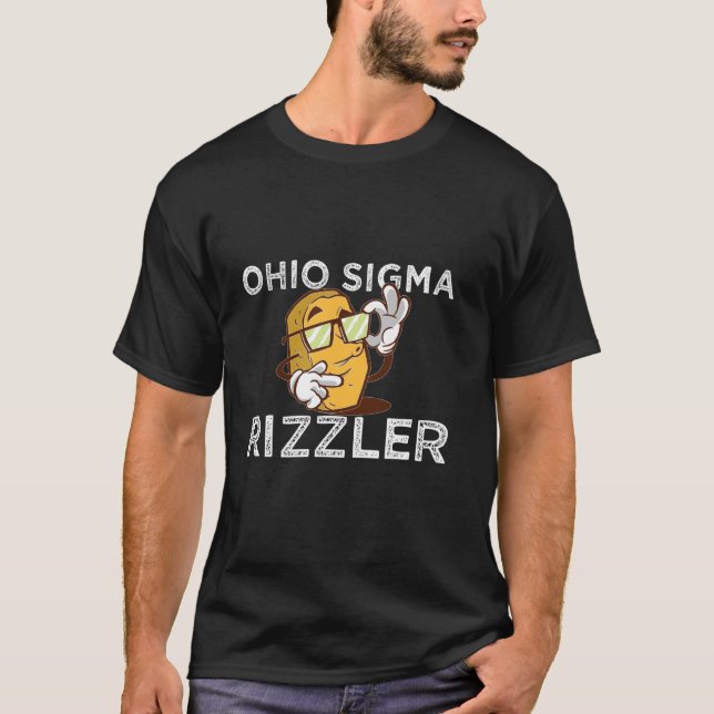 Camiseta Ohio Sigma Rizzler Meme Engraçado Nugget de Frango (Frente)