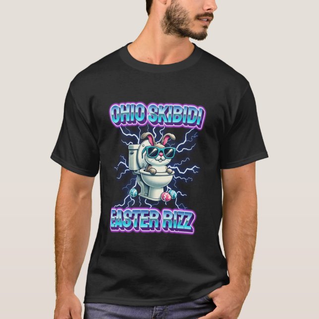Camiseta Ohio Skibidi Páscoa Rizz Cópia Ilegal Rap Páscoa E (Frente)