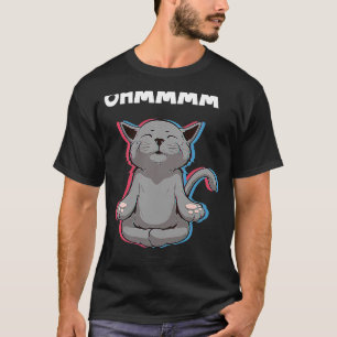 Camiseta Ohmmm Yoga Gata Meditação Relaxamento Om Namaste