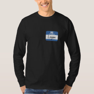 Camiseta Oi Meu Nome é Logan Etiqueta de Nome Divertida