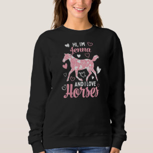 Camiseta Oi, sou Jenna e adoro cavalos, bom padrão de coraç