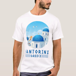 Camiseta Oia, Santorini, Grécia Branca de Homens