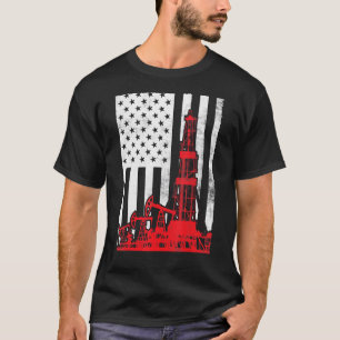 Camiseta Oil Rig Flag Patriótico Oilfield Worker 4 de julho