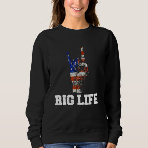 Camiseta Oil Rig Life USA American Flag Landman Oilfield Wo