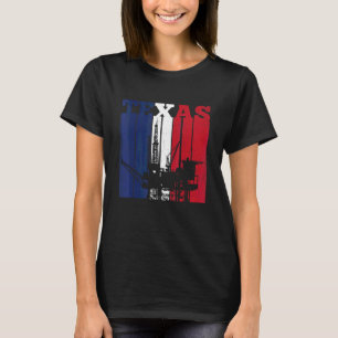 Camiseta Oil Rig Texas Us Flag Oilfield Worker Rig Drill