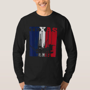 Camiseta Oil Rig Texas Us Flag Oilfield Worker Rig Drill