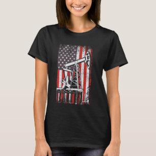 Camiseta Oil Rig USA American Flag Landman Oilfield Worker