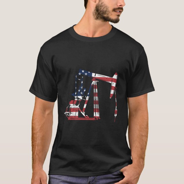 Camiseta Oilfield Rig Usa American Flag Oil Field Refinery (Frente)