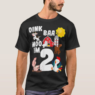 Camiseta Oink Baa Moo Eu sou 2 Animais de Fazenda Tema Aniv