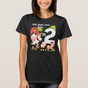 Camiseta Oink Baa Moo Eu sou 2 Tema Fazenda Aniversário 2 A
