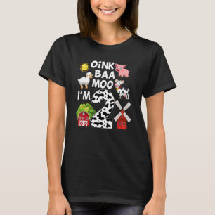 Camiseta Oink Baa Moo Eu sou 2 Tema Fazenda Aniversário 2 A