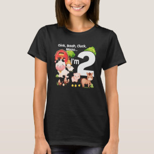 Camiseta Oink Baa Moo Eu sou 2 Tema Fazenda Aniversário 2 A