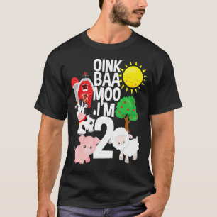Camiseta Oink Baa Moo Eu sou 2 Tema Fazenda Aniversário 2 A