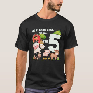 Camiseta Oink Baa Moo Eu sou 5 Tema Fazenda Aniversário de