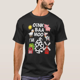 Camiseta Oink Baa Moo Eu sou 6 Tema Fazenda Aniversário de
