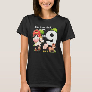 Camiseta Oink Baa Moo Eu sou 9 Tema Fazenda Aniversário de