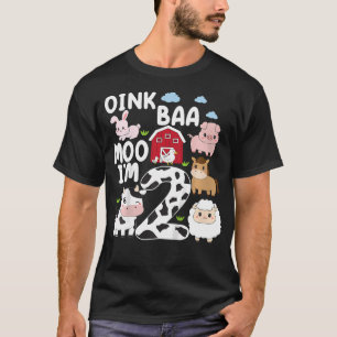 Camiseta Oink Baa Moo Eu Sou segundo aniversário De 2 Anima
