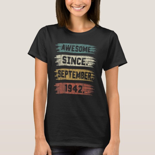 Camiseta Oitenta Anos De Idade, Presente Incrível Desde Set (Frente)