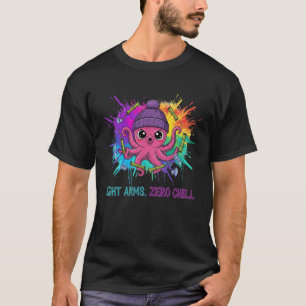 Camiseta Oito Braços, Zero Calma – Polvo Rosa Fofo