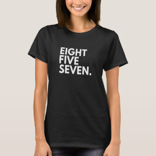 Camiseta OITO CINCO SETE Código de Área 857 Boston MÃE Mass