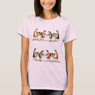 Camiseta Oito Criadas Ordenhando Estêncil Estilo 2