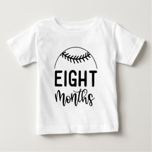 Camiseta Oito Meses de Marco do Bebê de Beisebol -