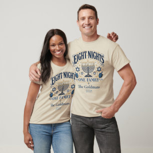 Camiseta Oito Noites Personalizadas Uma Família Combinando