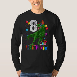 Camiseta Oito Rex 8º Aniversário Oitavo Dinossauro com 8 An