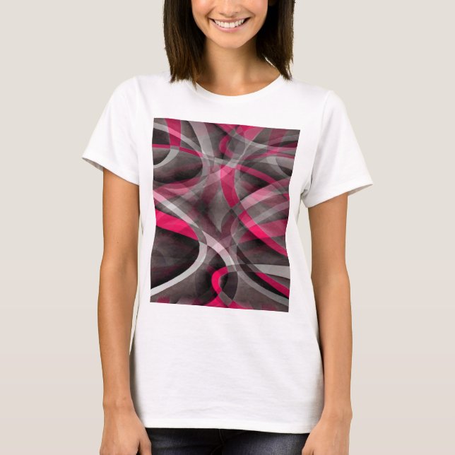 Camiseta Oito Rosas Rosa e Cinza Funky Pattern (Frente)