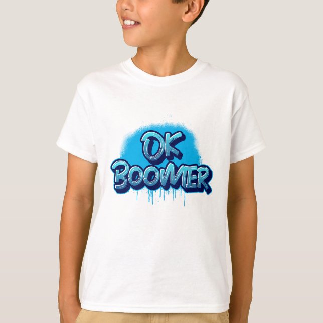 Camiseta Ok Boomer no Grafite azul (Frente)