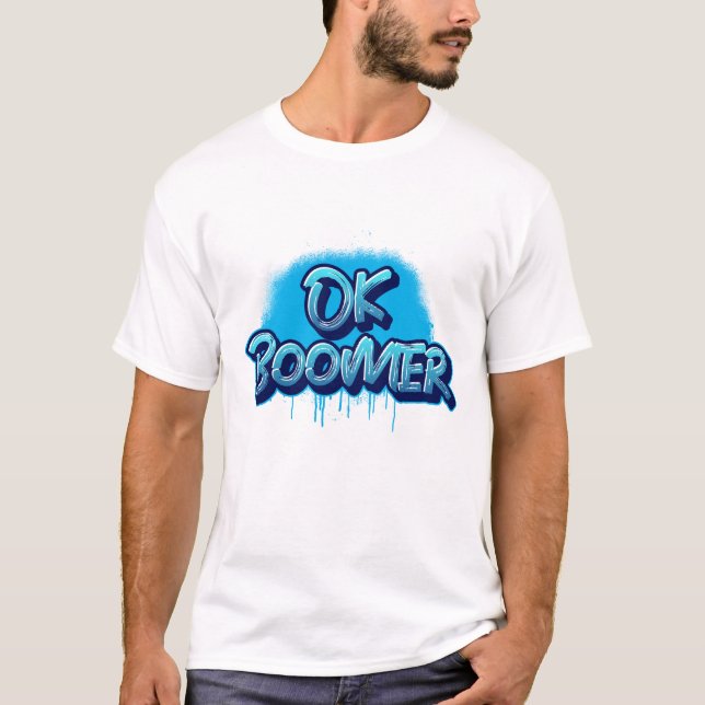 Camiseta Ok Boomer no Grafite azul (Frente)
