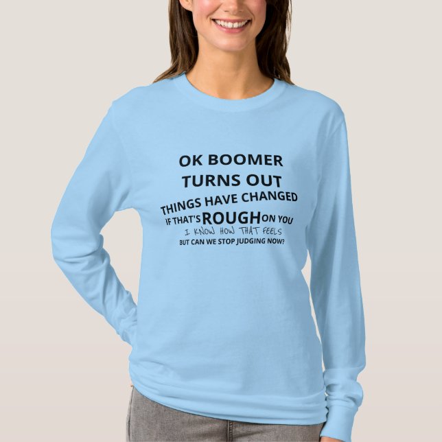 Camiseta OK Boomer Variação de Poema de Memória Longa Folha (Frente)