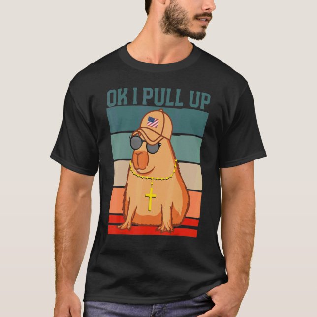 Camiseta Ok Eu Chego Com Capivara De Óculos E Corrente Dank (Frente)