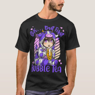 Camiseta Ok, Mas Primeira Bolha Chá Boba Chá Vaca Blue Kid