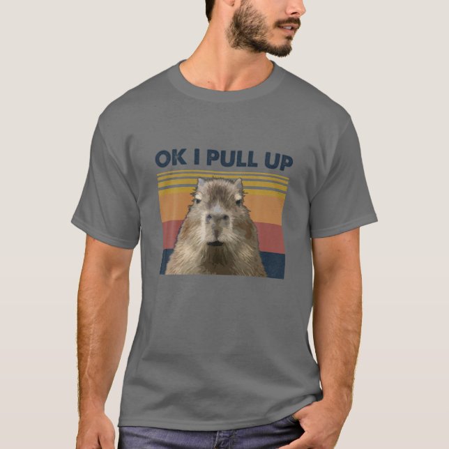 Camiseta Ok, Vou Puxar Capybara Retro Vintage (Frente)